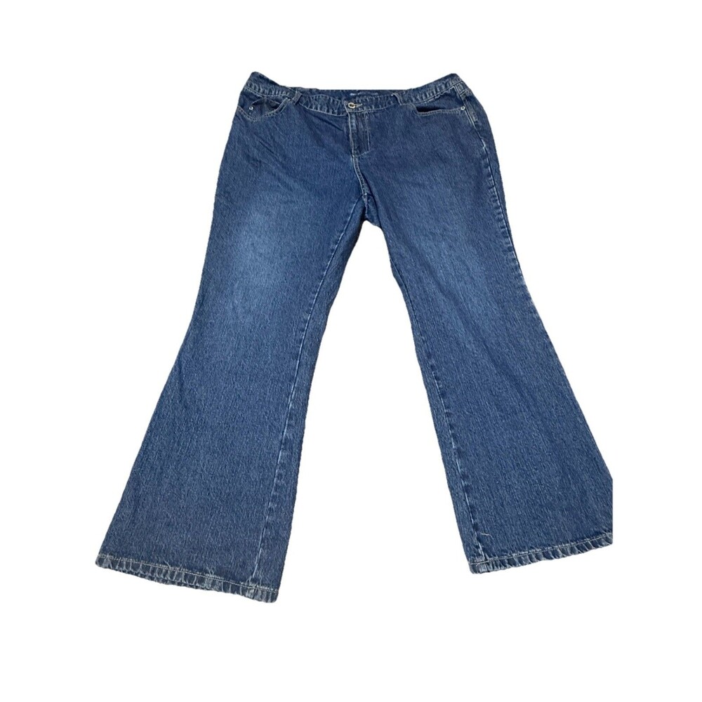 AVENUE Womens Plus Size 20 Average Medium Blue 100% Cotton Boot Cut Denim Jeans